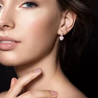 Lab Created 2.4 CT TGW Created White Sapphire Halo Heart Leverback Earrings in Yellow Plated Sterling Silver