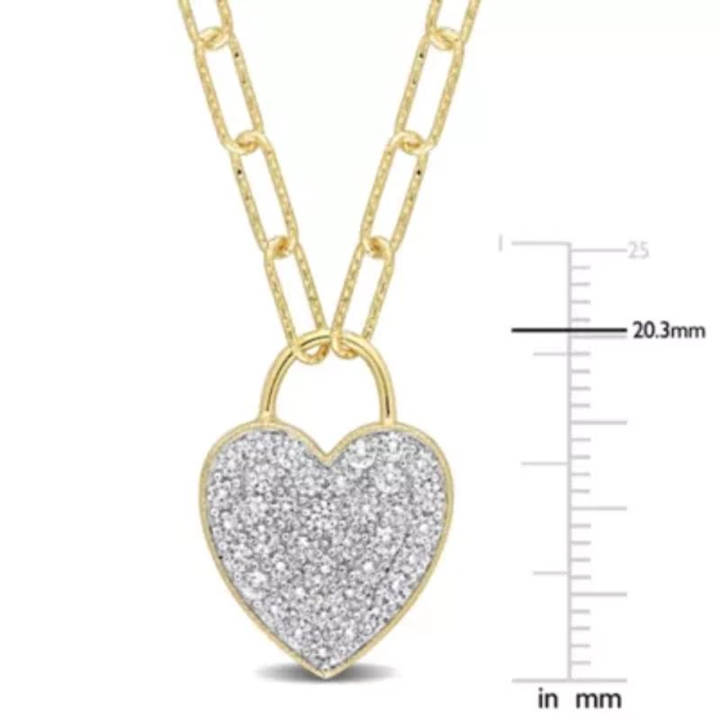 1.14 ct. t.g.w. Created White Sapphire Heart Pendant with Chain in Yellow Plated Sterling Silver