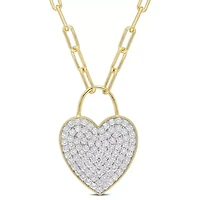 Lab Created 4.5 ct. t.g.w. Created White Sapphire Heart Pendant with Chain in Yellow Plated Sterling Silver