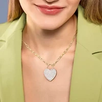 Lab Created 4.5 ct. t.g.w. Created White Sapphire Heart Pendant with Chain in Yellow Plated Sterling Silver