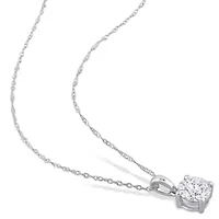 Lab Created 2-piece Set of 2 CT DEW Created Moissanite Solitaire Pendant with Chain and Stud Earrings in 10k White Gold