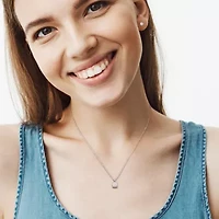 Lab Created 2-piece Set of 2 CT DEW Created Moissanite Solitaire Pendant with Chain and Stud Earrings in 10k White Gold