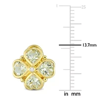 3.22 ct. t.g.w. Green Quartz Floral Earrings in Yellow Plated Sterling Silver