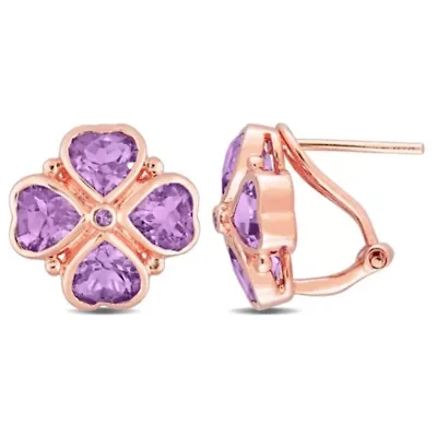 3.25 CT TGW Rose de France Clover Earrings in Rose Plated Sterling Silver