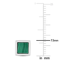 1 ct. t.g.w. Malachite Square Stud Earrings in Sterling Silver
