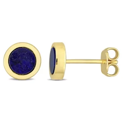 5/8 CT TGW Lapis Stud Earrings in Yellow Plated Sterling Silver