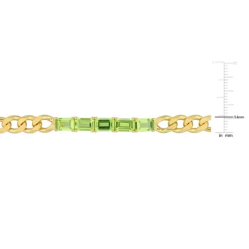 2.8 CT TGW Peridot Birthstone Link Bracelet in Yellow Plated Sterling Silver