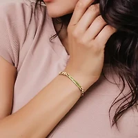 2.8 CT TGW Peridot Birthstone Link Bracelet in Yellow Plated Sterling Silver