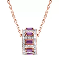 2.14 ct. t.g.w. African Amethyst & White Topaz Pendant with Chain in Rose Plated Sterling Silver