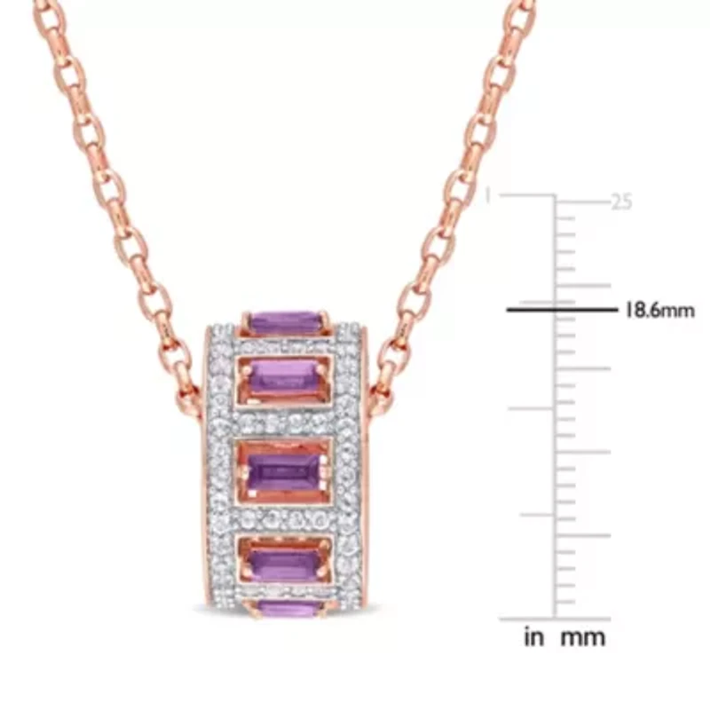 2.14 ct. t.g.w. African Amethyst & White Topaz Pendant with Chain in Rose Plated Sterling Silver
