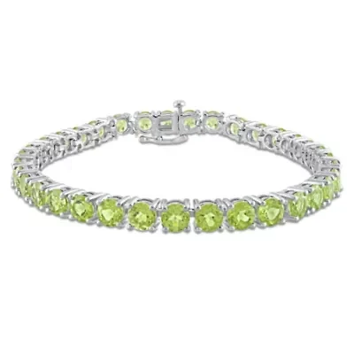 19.6 CT TGW Peridot Tennis Bracelet in Sterling Silver