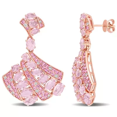 3/8 CT Diamond TW And 13.8 CT TGW Pink Sapphire Post Earrings 14k Pink Gold GH I1