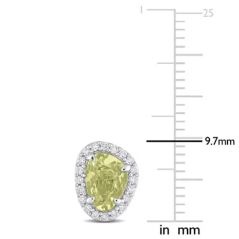 4/5 CT TGW Fancy Shaped Yellow Sapphire and 1/5 CT TW Diamond Halo Stud Earrings in 14k White Gold