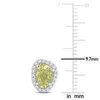 4/5 CT TGW Fancy Shaped Yellow Sapphire and 1/5 CT TW Diamond Halo Stud Earrings in 14k White Gold