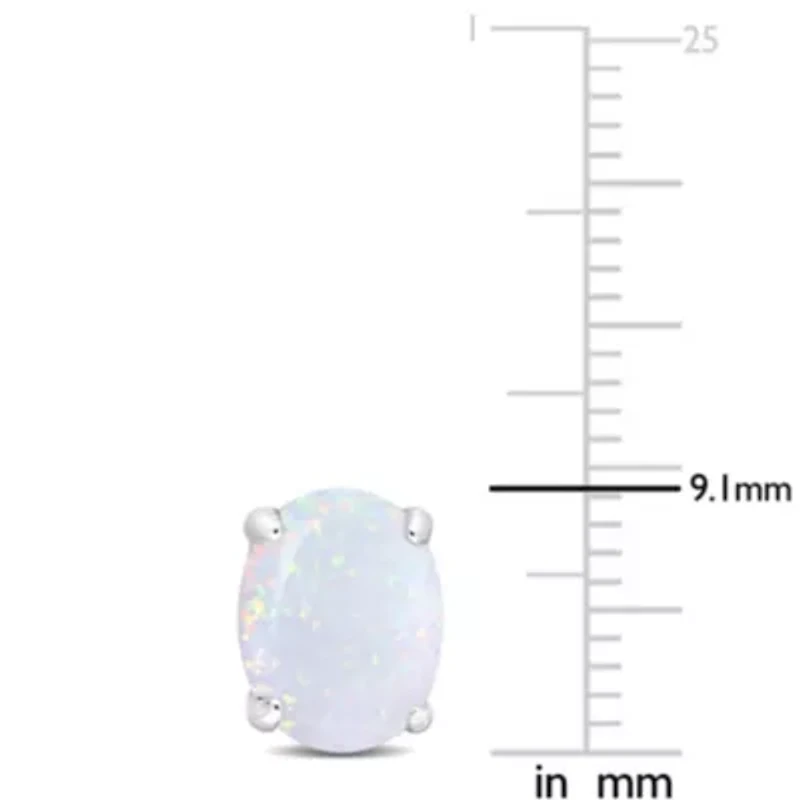 Lab Created 2 CT TGW Created Opal Stud Earrings in Sterling Silver