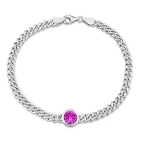 Lab Created 1.62 CT TGW Created Pink Sapphire Bracelet in Sterling Silver