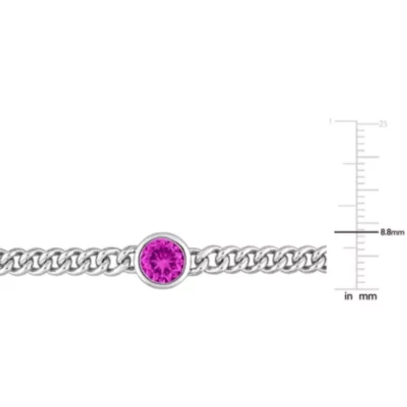 Lab Created 1.62 CT TGW Created Pink Sapphire Bracelet in Sterling Silver