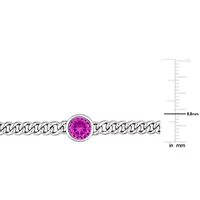 Lab Created 1.62 CT TGW Created Pink Sapphire Bracelet in Sterling Silver