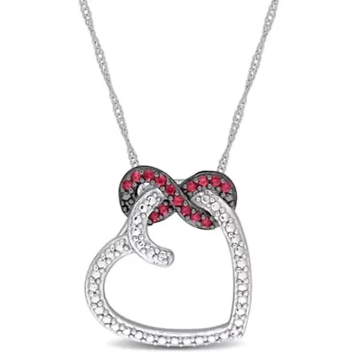 1/6 ct. t.g.w. Ruby Fashion Pendant With Chain 10K White Gold