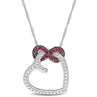 1/6 ct. t.g.w. Ruby Fashion Pendant With Chain 10K White Gold