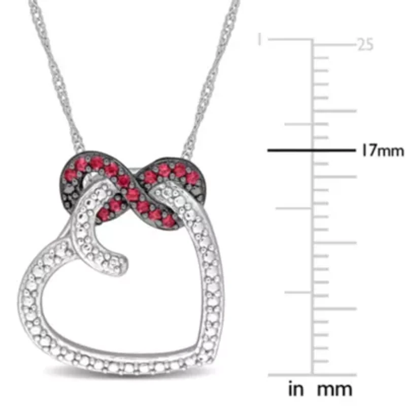 1/6 ct. t.g.w. Ruby Fashion Pendant With Chain 10K White Gold