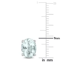 3 CT TGW Oval Aquamarine Earrings in Sterling Silver