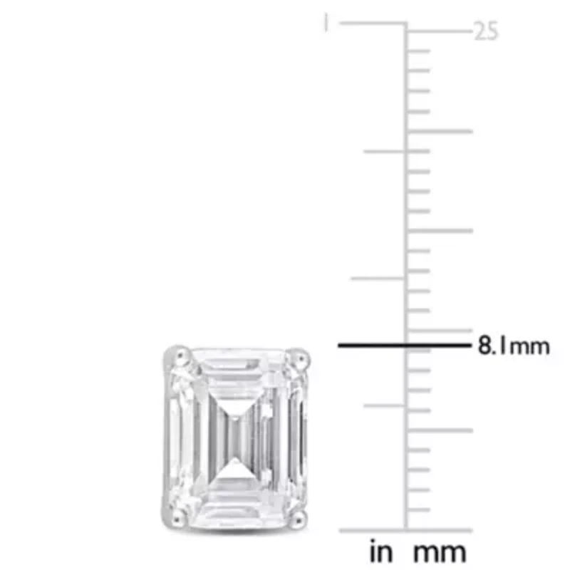 Lab Created 4.8 CT TGW Emerald Cut Created Moissanite Stud Earrings in Sterling Silver