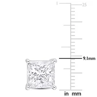 Lab Created 6 CT TGW Princess Cut Created Moissanite Stud Earrings in Sterling Silver