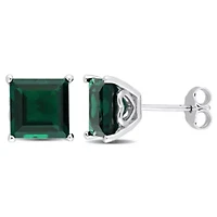 Lab Created 5.1 CT TGW Created Emerald Earrings Silver