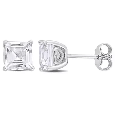 2.62 CT TGW White Topaz Post Earrings Silver