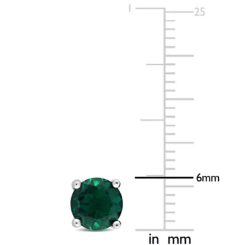 Lab Created 1.62 CT TGW Created Emerald Earrings in Sterling Silver