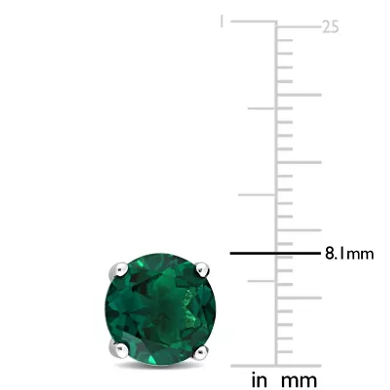 Lab Created 3.75 CT TGW Created Emerald Stud Earrings in Sterling Silver