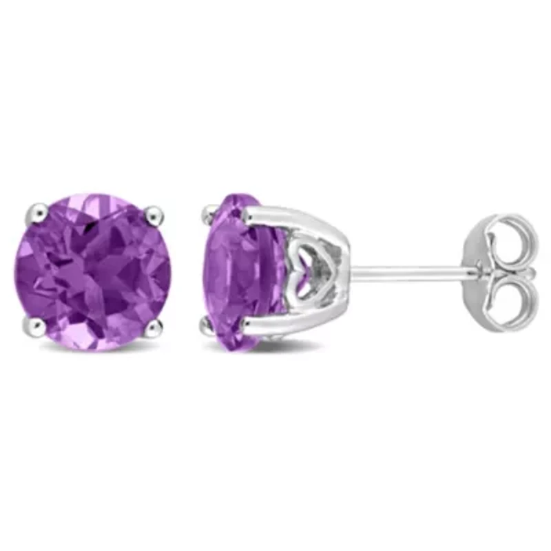 3 CT TGW Amethyst Stud Earrings in Sterling Silver