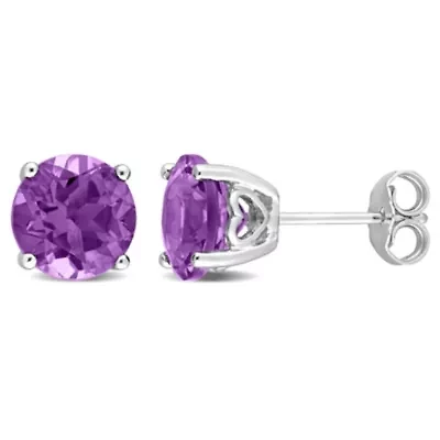 3 CT TGW Amethyst Stud Earrings in Sterling Silver