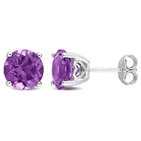 3 CT TGW Amethyst Stud Earrings in Sterling Silver