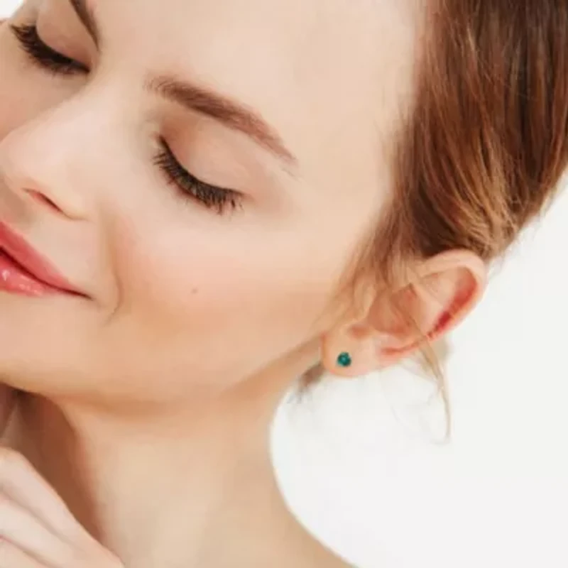 Lab Created 1.5 CT TGW Created Emerald Heart Earrings in Sterling Silver