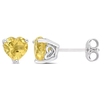 1.4 CT TGW Citrine Post Earrings Silver