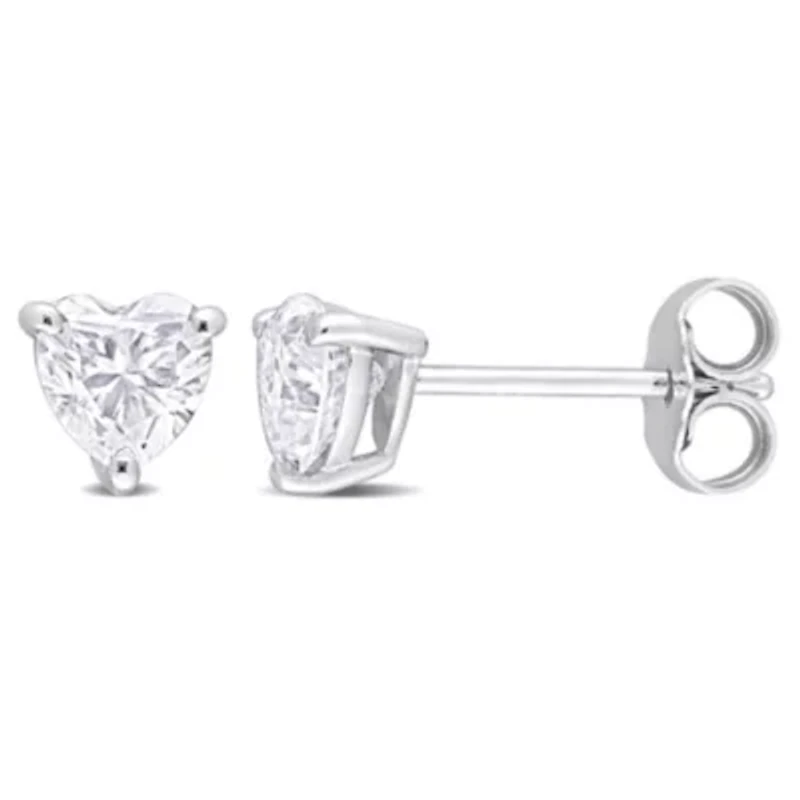 Lab Created 1 CT TGW Created Moissanite-White Post Earrings Silver