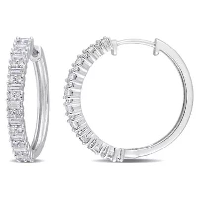 Lab Created 3/4 ct. t.g.w. Created Moissanite Hoop Earrings Silver