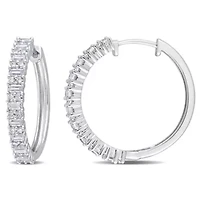 Lab Created 3/4 ct. t.g.w. Created Moissanite Hoop Earrings Silver