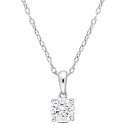 Lab Created 3/4 ct. t.g.w. Created Moissanite Solitaire Pendant with Chain in Sterling Silver