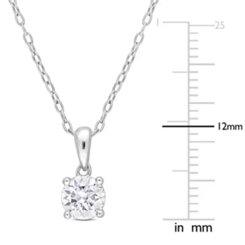 Lab Created 3/4 ct. t.g.w. Created Moissanite Solitaire Pendant with Chain in Sterling Silver