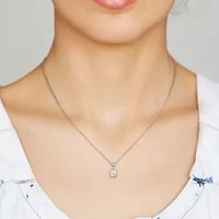 Lab Created 3/4 ct. t.g.w. Created Moissanite Solitaire Pendant with Chain in Sterling Silver