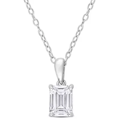 Lab Created 1 ct. t.g.w. Created Moissanite Solitaire Pendant with Chain in Sterling Silver
