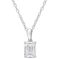 Lab Created 1 ct. t.g.w. Created Moissanite Solitaire Pendant with Chain in Sterling Silver