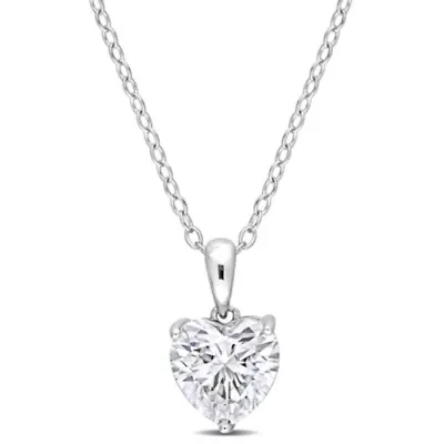Lab Created 2 ct. t.g.w. Created Moissanite Solitaire Pendant with Chain in Sterling Silver