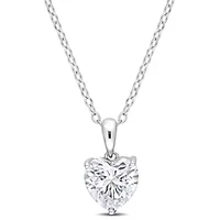 Lab Created 2 ct. t.g.w. Created Moissanite Solitaire Pendant with Chain in Sterling Silver