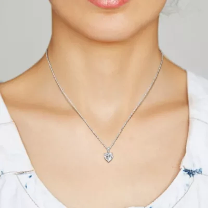 Lab Created 2 ct. t.g.w. Created Moissanite Solitaire Pendant with Chain in Sterling Silver