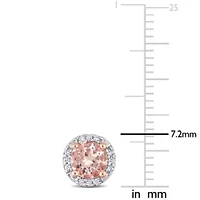 Morganite and Diamond Accent Halo Stud Earrings in Rose Plated Sterling Silver