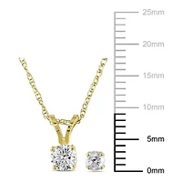 2-Pc Set of 1/2 ct. t.w. Diamond Solitaire Pendant with Chain and Stud Earrings in 14K Yellow Gold